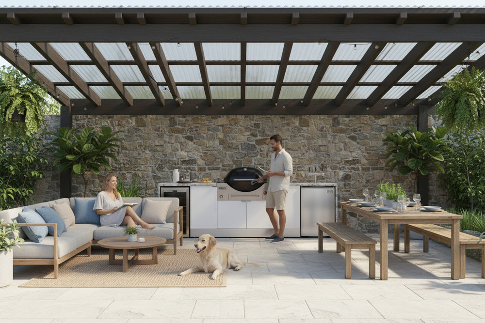Grillhound Outdoor Kitchen to Suit Weber Family Q With Fridge Kegerator - GWKG309