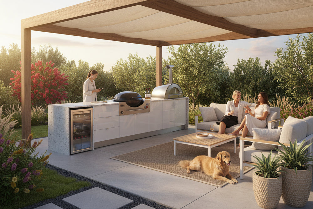 Grillhound Outdoor Kitchen Package to Suit Weber Family Q With Pizza Oven - GWP355