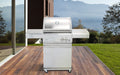 Crossray 2 burner gas bbq with trolley on deck with mountains behind