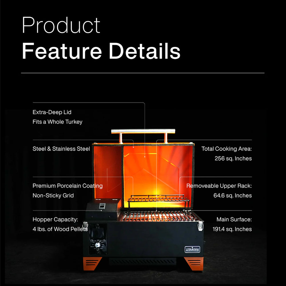 Asmoke portable wood pellet grill and smoker As350