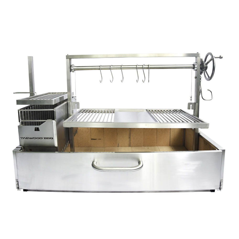 TAGWOOD BBQ XL Built-In Argentine Wood Fire & Charcoal Grill BBQ25SS with white background